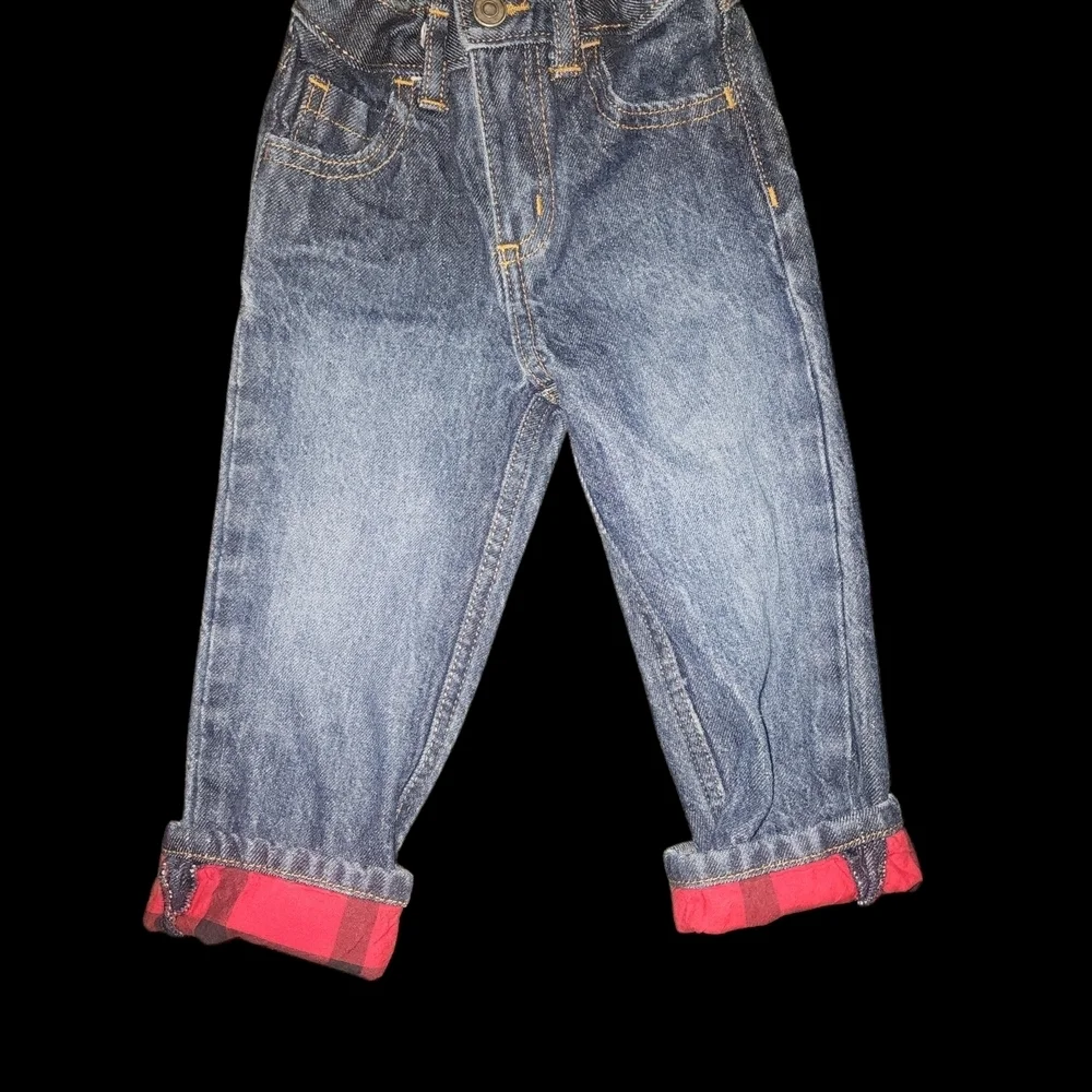 Carter's Denim Jeans with Red Roll-Up Hem Size 18m Preloved